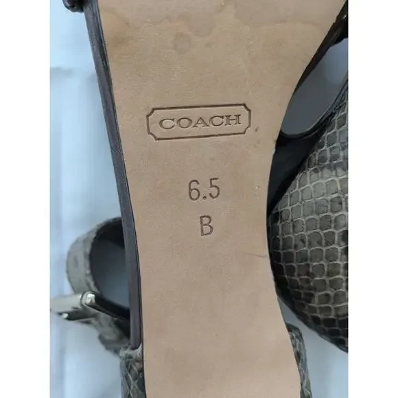 Coach Sz 6.5M Snakeskin Sandals Pumps Heels Shoes